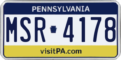 PA license plate MSR4178