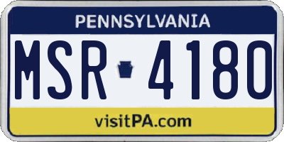 PA license plate MSR4180