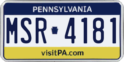 PA license plate MSR4181
