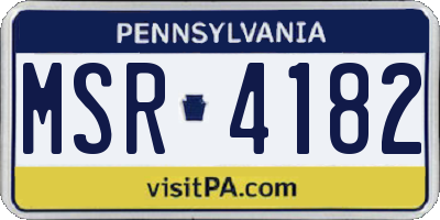 PA license plate MSR4182