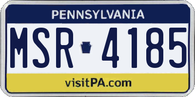 PA license plate MSR4185