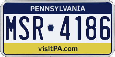 PA license plate MSR4186