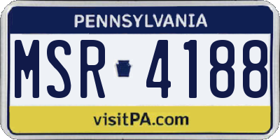 PA license plate MSR4188