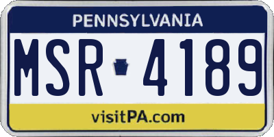 PA license plate MSR4189