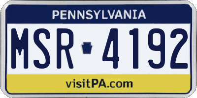 PA license plate MSR4192