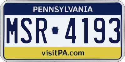 PA license plate MSR4193