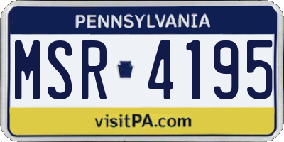 PA license plate MSR4195