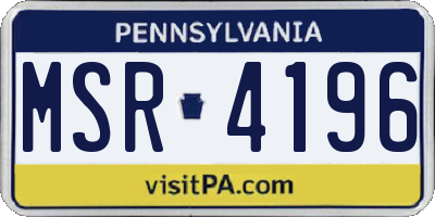 PA license plate MSR4196