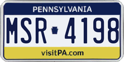 PA license plate MSR4198