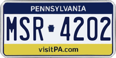 PA license plate MSR4202