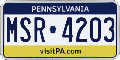 PA license plate MSR4203