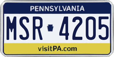 PA license plate MSR4205