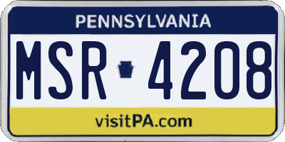 PA license plate MSR4208