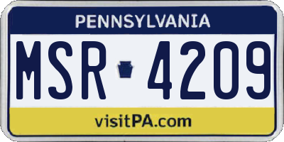 PA license plate MSR4209