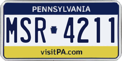 PA license plate MSR4211