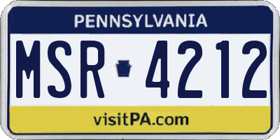 PA license plate MSR4212