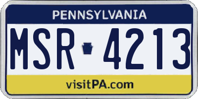 PA license plate MSR4213