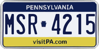 PA license plate MSR4215