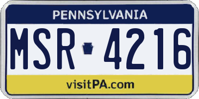 PA license plate MSR4216