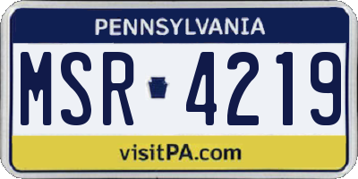 PA license plate MSR4219