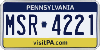 PA license plate MSR4221
