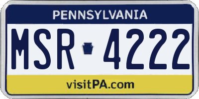 PA license plate MSR4222