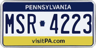 PA license plate MSR4223