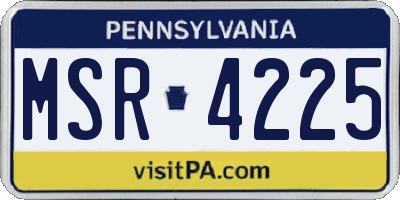 PA license plate MSR4225