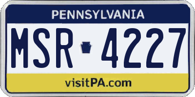 PA license plate MSR4227
