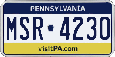 PA license plate MSR4230