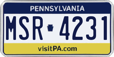 PA license plate MSR4231