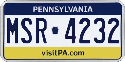 PA license plate MSR4232