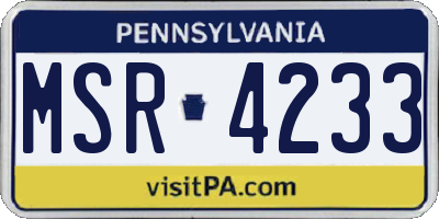 PA license plate MSR4233