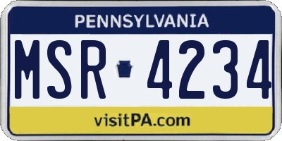 PA license plate MSR4234