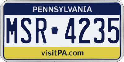 PA license plate MSR4235