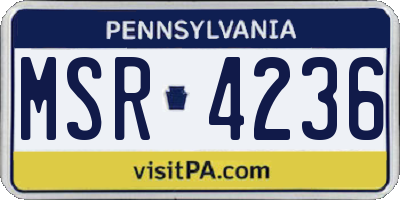 PA license plate MSR4236