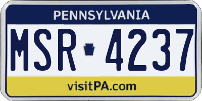 PA license plate MSR4237