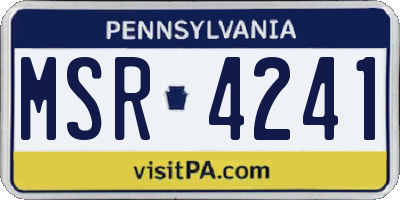 PA license plate MSR4241