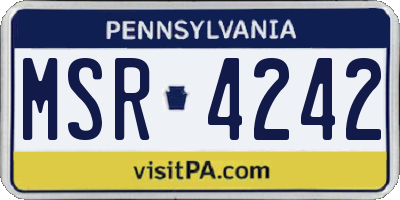 PA license plate MSR4242