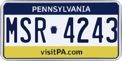 PA license plate MSR4243