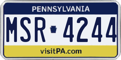 PA license plate MSR4244