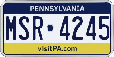 PA license plate MSR4245