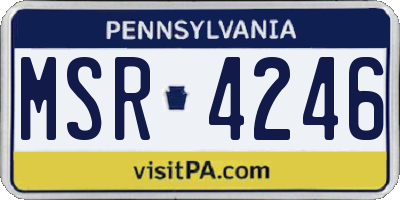 PA license plate MSR4246