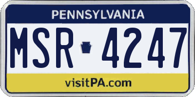 PA license plate MSR4247