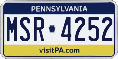 PA license plate MSR4252