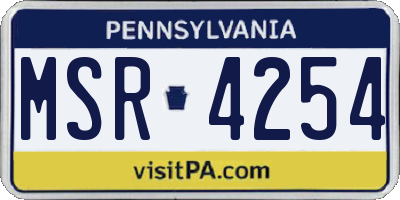 PA license plate MSR4254