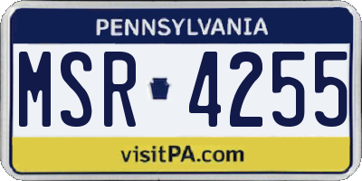 PA license plate MSR4255
