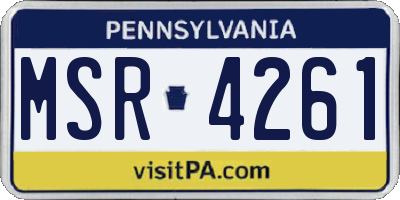 PA license plate MSR4261