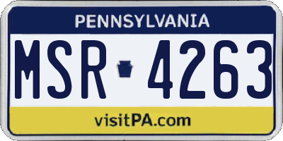 PA license plate MSR4263