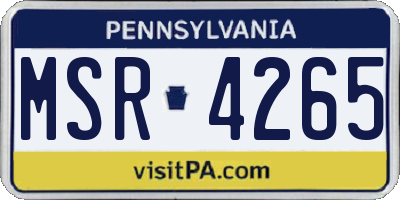 PA license plate MSR4265